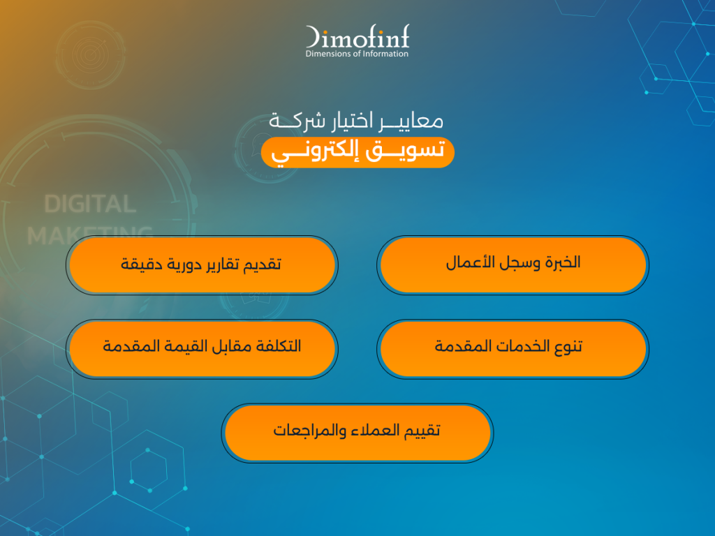 معايير اختيار شركة تسويق إلكتروني